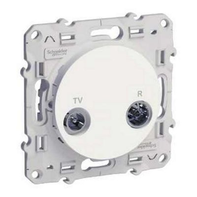 Odace, prise tv/fm blanc, pour systme en srie, fin de ligne,  vis