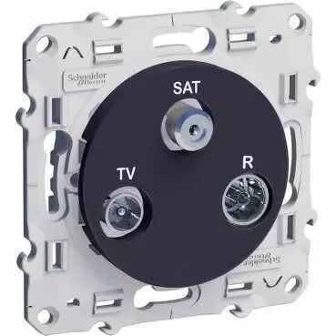 Odace, prise TV/FM/SAT Anthracite, 1 entr�e, � vis (S540461)