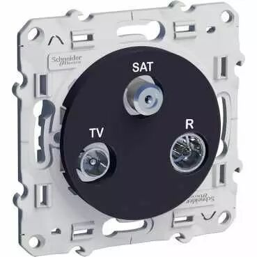 Odace, prise TV/FM/SAT Anthracite, 2 entr�es TV/FM et SAT, � vis (S540460)