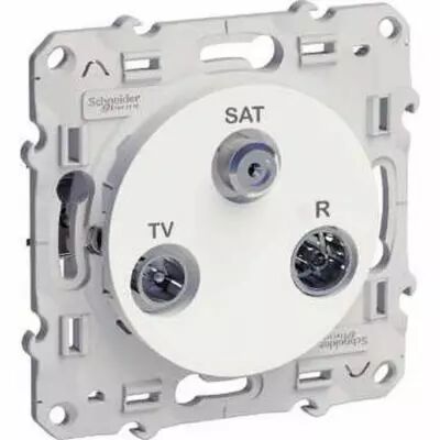 Odace, prise tv/fm/sat blanc, 1 entr�e, � griffes