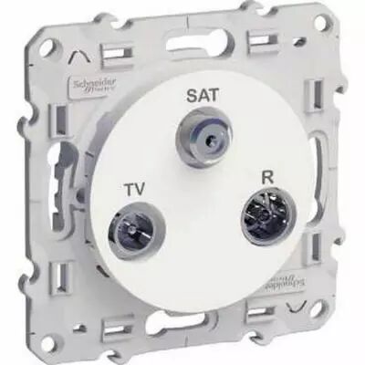 Odace, prise tv/fm/sat blanc, 2 entr�es tv/fm et sat, � vis