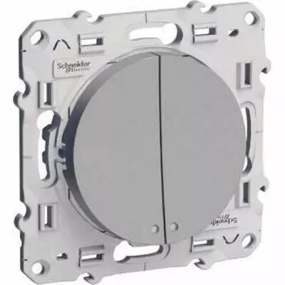 Odace, va-et-vient + va-et-vient lumineux alu, 10 a, � vis, led orange 1,5 ma