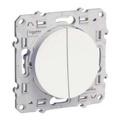 Odace, va-et-vient + va-et-vient lumineux blanc, 10 a,  vis, led orange 1,5 ma