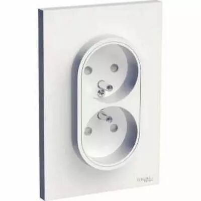 Odace prise de courant 2p+t double blanc, � griffes sp�cial renovation, 1 poste