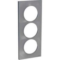 Odace styl, plaque alu 3 postes verticaux entraxe 57 mm