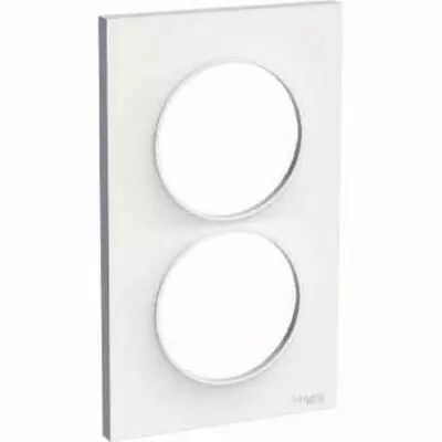 Odace styl, plaque blanc 2 postes verticaux entraxe 57 mm
