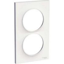 Odace styl, plaque blanc 2 postes verticaux entraxe 57 mm