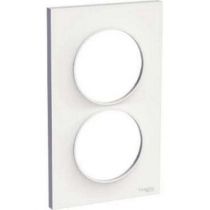 Odace styl, plaque blanc 2 postes verticaux entraxe 57 mm