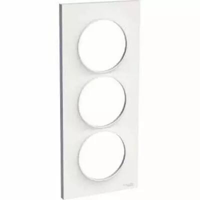Odace styl, plaque blanc 3 postes verticaux entraxe 57 mm
