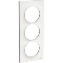 Odace styl, plaque blanc 3 postes verticaux entraxe 57 mm