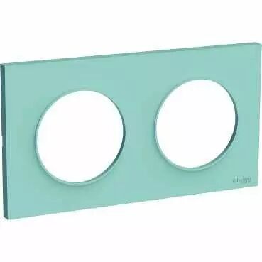 Odace Styl plaque Bleu Cian 2 postes horizontaux ou verticaux entraxe 71mm (S520704C)