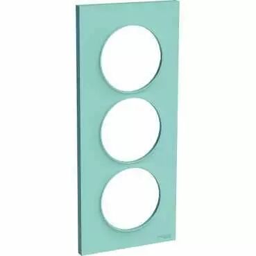 Odace Styl plaque Bleu Cian 3 postes horizontaux ou verticaux entraxe 57mm (S520716C)