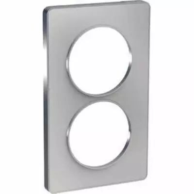 Odace touch, plaque alu 2 postes verticaux entraxe 57 mm
