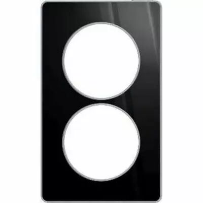 Odace touch, plaque aluminium brillant fum� avec liser� alu 2postes entraxe 57mm
