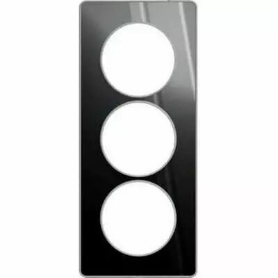 Odace touch, plaque aluminium brillant fum� avec liser� alu 3postes entraxe 57mm