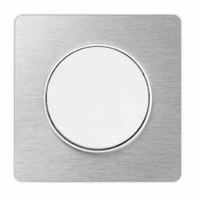 Odace touch, plaque aluminium bross� avec liser� blanc 1 poste