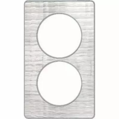 Odace touch, plaque aluminium bross� croco avec liser� alu 2 postes entraxe 57mm