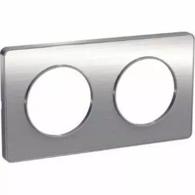 Odace touch, plaque aluminium bross� liser� alu 2 post. horiz./vert. 71 mm