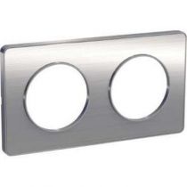 Odace touch, plaque aluminium brossé liseré alu 2 post. horiz./vert. 71 mm