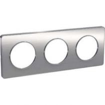 Odace touch, plaque aluminium brossé liseré alu 3 post. horiz./vert. 71 mm