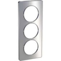 Odace touch, plaque aluminium brossé liseré alu 3 postes verticaux entraxe 57 mm