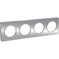 Odace touch, plaque aluminium brossé liseré alu 4 post. horiz./vert. 71 mm