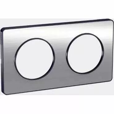 Odace Touch, plaque Aluminium bross� liser� Anth. 2 post. horiz./vert. 71mm (S540804J)