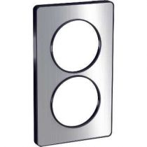 Odace Touch, plaque Aluminium brossé liseré Anth. 2 postes Verti. entraxe 57mm (S540814J)