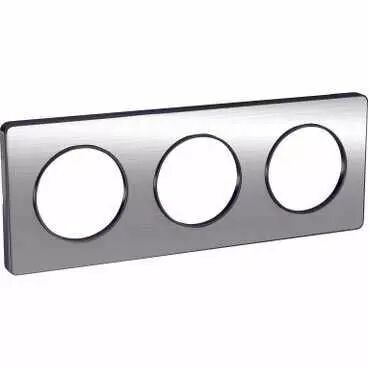 Odace Touch, plaque Aluminium bross� liser� Anth. 3 post. horiz./vert. 71mm (S540806J)