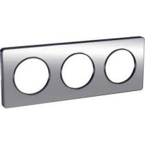 Odace Touch, plaque Aluminium brossé liseré Anth. 3 post. horiz./vert. 71mm (S540806J)