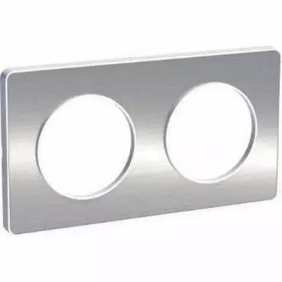 Odace touch, plaque aluminium bross� liser� blanc 2 postes horiz./vert. 71 mm