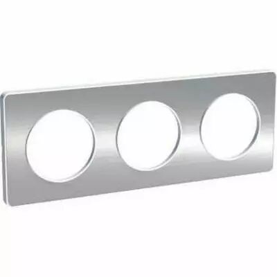 Odace touch, plaque aluminium bross� liser� blanc 3 postes horiz./vert. 71 mm