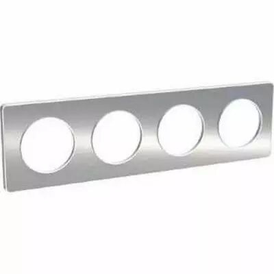 Odace touch, plaque aluminium bross� liser� blanc 4 postes horiz./vert. 71 mm