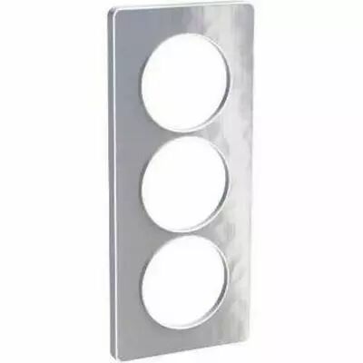 Odace touch, plaque aluminium martel� avec liser� blanc 3 postes verticaux 57 mm