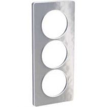 Odace touch, plaque aluminium martelé avec liseré blanc 3 postes verticaux 57 mm