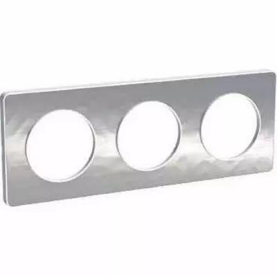 Odace touch, plaque aluminium martel� liser� blanc 3 postes horiz./vert. 71 mm