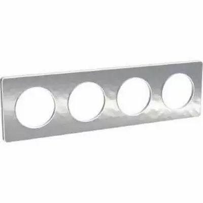 Odace touch, plaque aluminium martel� liser� blanc 4 postes horiz./vert. 71 mm
