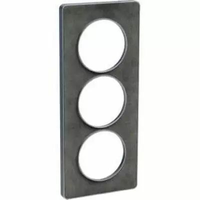 Odace touch, plaque ardoise avec liser� alu 3 postes verticaux entraxe 57 mm