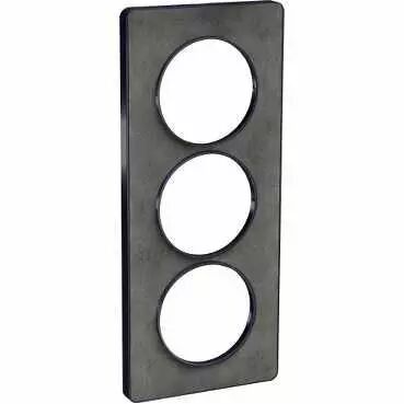 Odace Touch, plaque Ardoise avec liser� Anth. 3 postes verticaux entraxe 57mm (S540816V)
