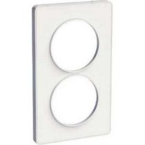 Odace touch, plaque blanc 2 postes verticaux 57 mm