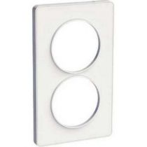 Odace touch, plaque blanc 2 postes verticaux 57 mm