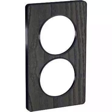 Odace Touch, plaque Bois Fr�ne avec liser� Anthracite 2 postes verticaux 57mm (S540814P3)