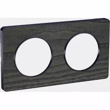Odace Touch, plaque Bois Fr�ne liser� Anthracite 2 postes horiz./vert. 71mm (S540804P3)