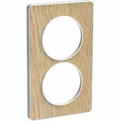 Odace touch, plaque bois naturel avec liser� blanc 2 postes verticaux 57 mm