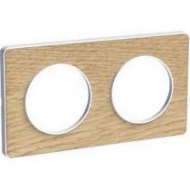 Odace touch, plaque bois naturel liseré blanc 2 postes horiz./vert. 71 mm