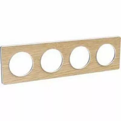 Odace touch, plaque bois naturel liser� blanc 4 postes horiz./vert. 71 mm