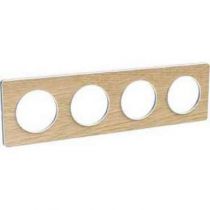 Odace touch, plaque bois naturel liseré blanc 4 postes horiz./vert. 71 mm