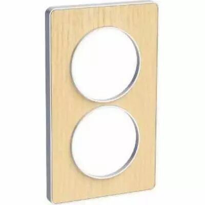 Odace touch, plaque bois nordique avec liser� blanc 2 postes verticaux 57 mm