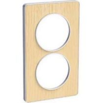 Odace touch, plaque bois nordique avec liseré blanc 2 postes verticaux 57 mm