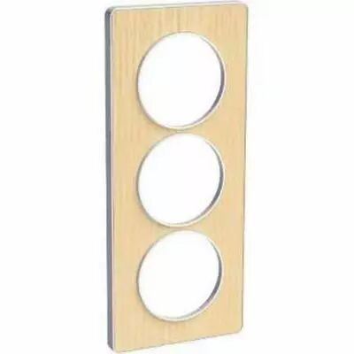Odace touch, plaque bois nordique avec liser� blanc 3 postes verticaux 57 mm
